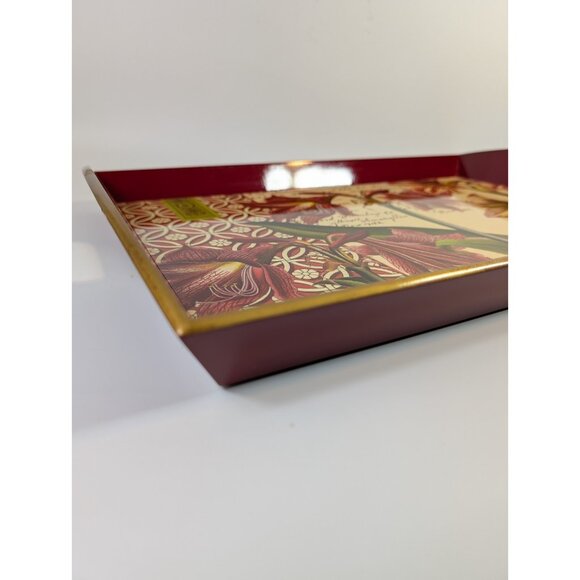 Michel Design Works Decoupage Wooden Tray 20" Red Lillie's Amaryllis WT144 - Picture 8 of 12